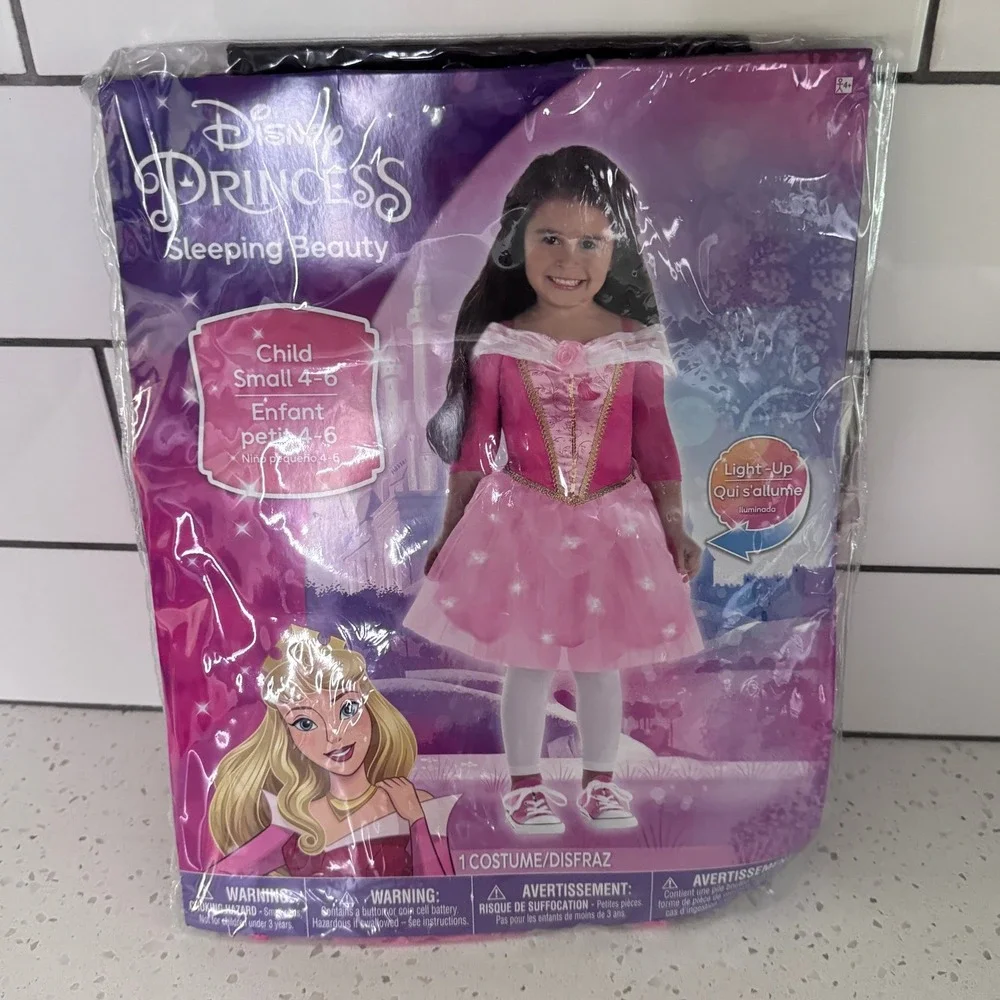 Disney Princess Sleeping Beauty Aurora Light-Up Costume Dress Pink Child 4-6